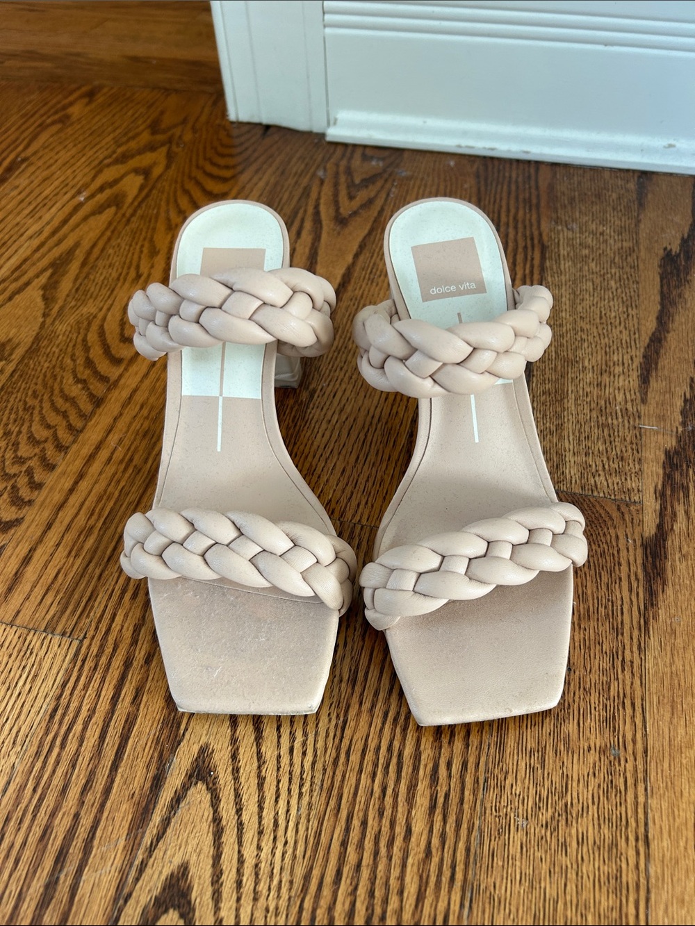 Dolce Vita Blush Braided Double-Strap Heeled Sandals